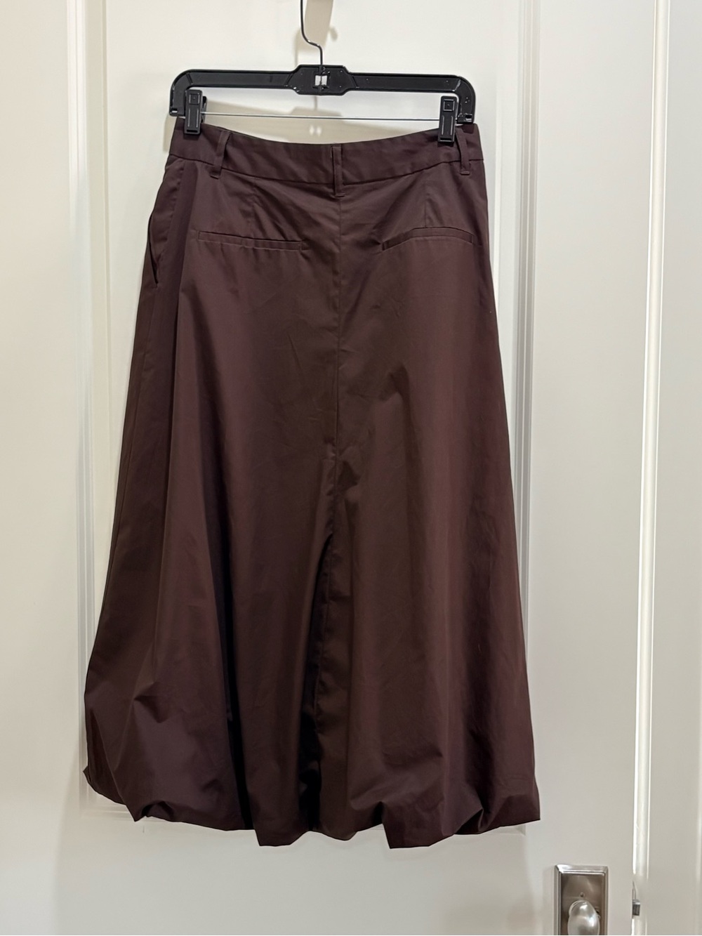 Zara Mid Rise Midi Brown Poplin balloon skirt XS NWT - Picture 9 of 9